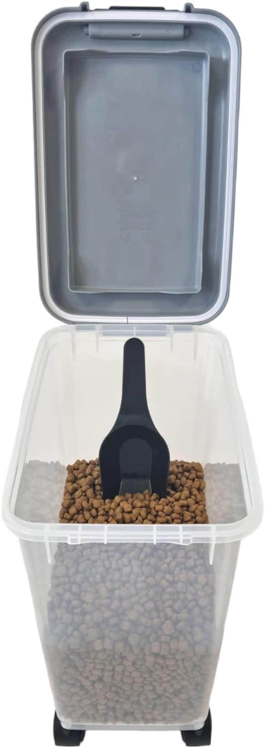 HH Home Hut 20L Clear Pet Food Container on Wheels Dog Cat Animal Storage Bin 10KG Dry Feed Including Air Tight Seal and Food Scoop — image 1