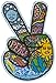 Dan Morris - Celestial Peace Hand Fingers - Embroidered Patch,Blue, Yellow and Green,2.5