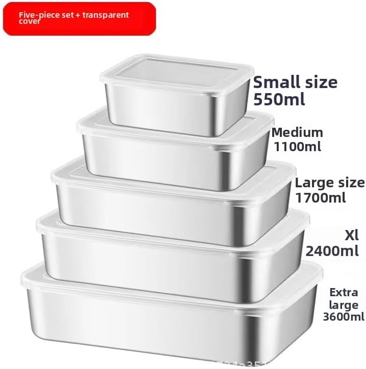 5 pack Stainless Steel Food Storage Containers Metal Food Lunch Box Stackable Bento Box with Lid for Kitchen Travelnic and Camping Tableware - Image 2