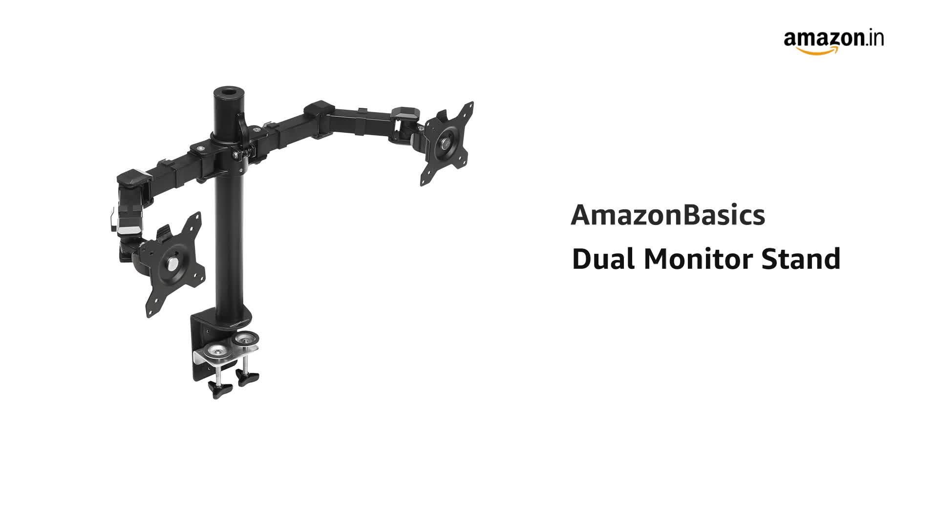 AmazonBasics Dual Monitor Stand HeightAdjustable Arm Mount, Steel