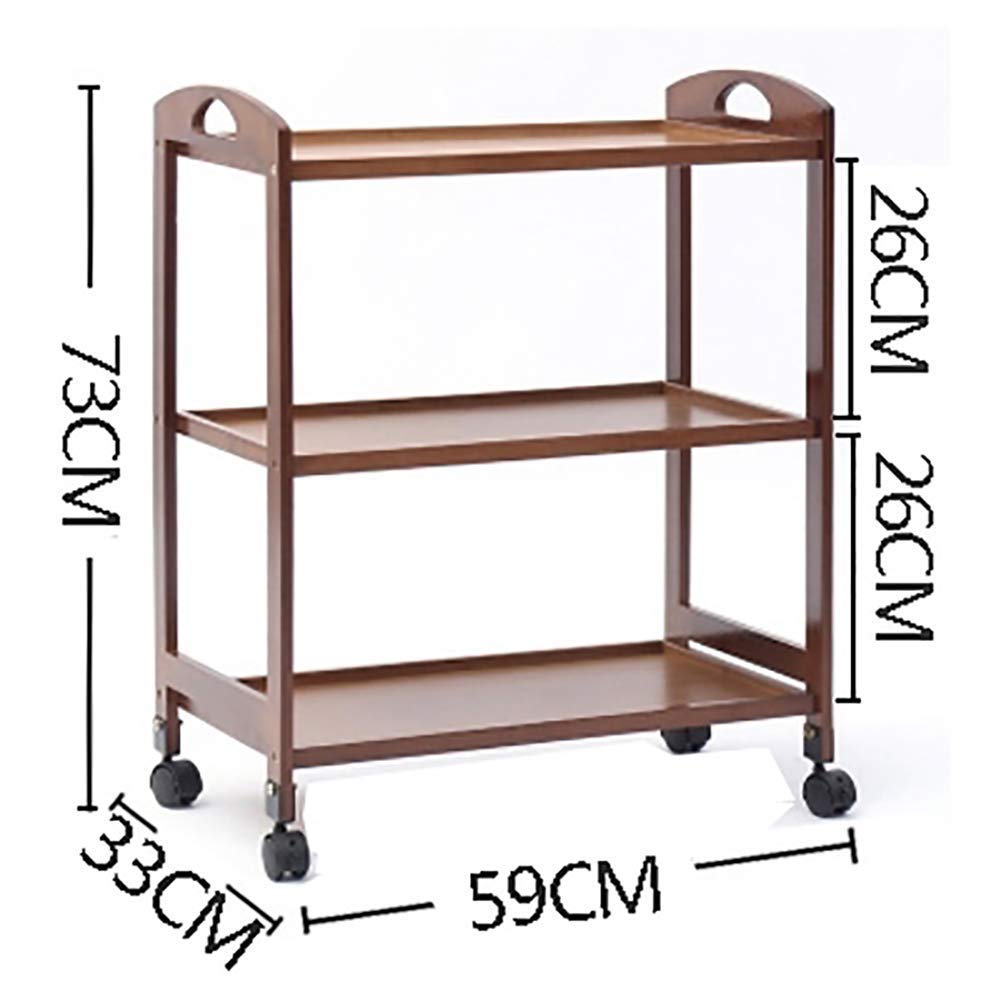 Carro de Servicio de Madera de 3 Niveles con Rueda de Freno, Carro de Catering para hoteles, Estante de Almacenamiento y Equipo, Carro rodante de Madera marrón para galerías y serv