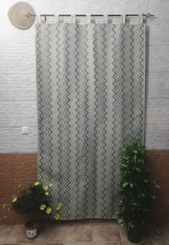 Mercatienda Cortinas Puerta Exterior Calle - Auténtica Alpujarra Jacquard deTravilla 140x260cm - Máxima Resistencia y confeccionada en España.- Olas en (Azul)