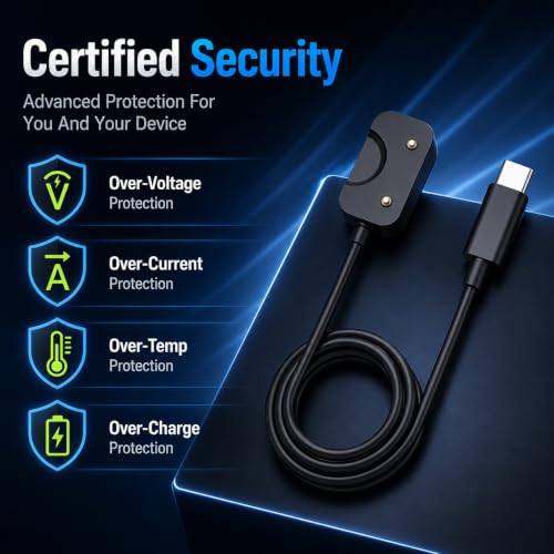 Image of ZORBES 3.3Ft /1M Type C to Samsung Fit 3 Charger (1.6'' Display) | Replacement Galaxy Fit 3 Smart Watch Charger Cable, Dual Pin Magnetic Charging Cable for Samsung Watch (Black)