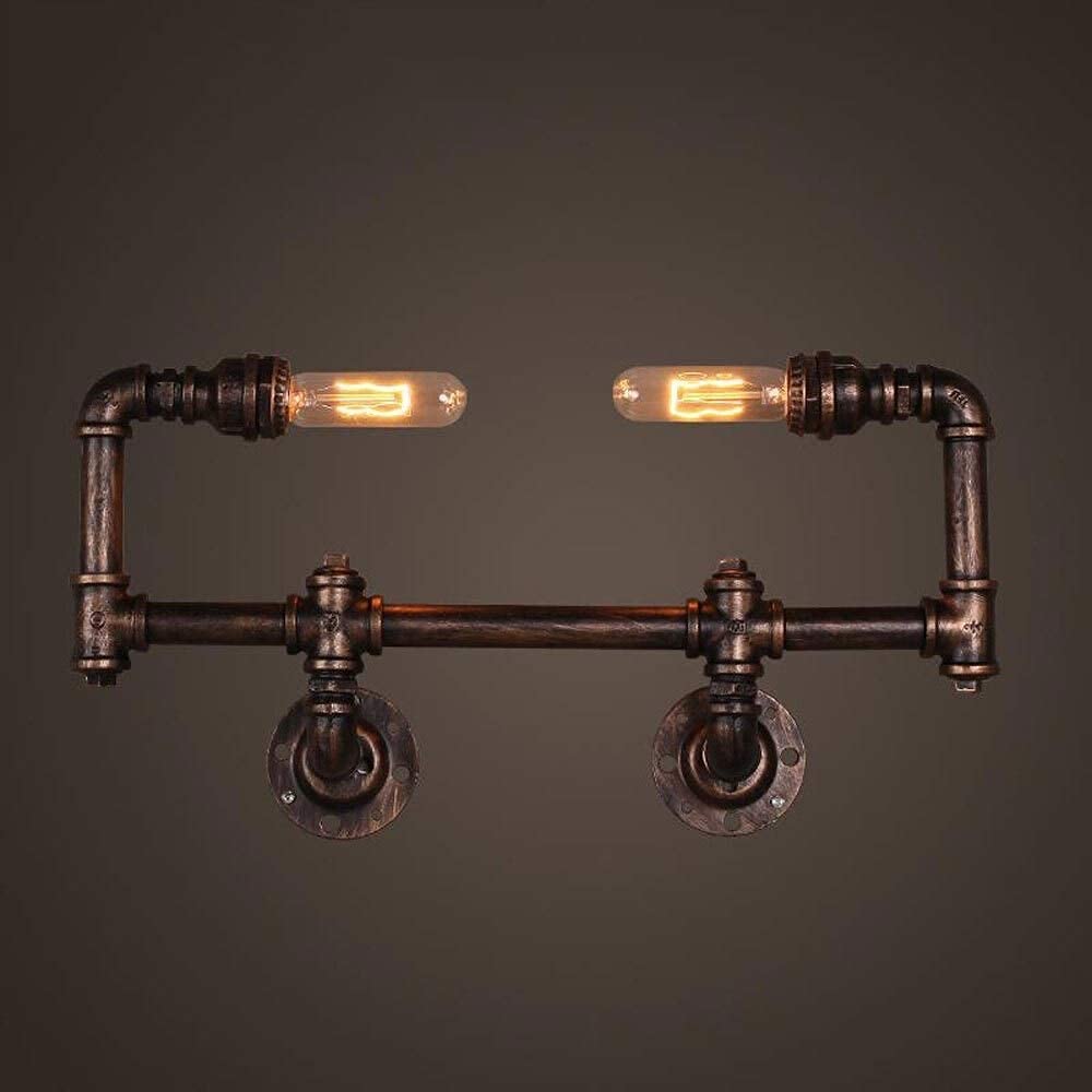 IUokLU Wall Sconce Wall Light Fixture 2-lights Industrial Water Pipe Wall Light Fixture E27 Retro Loft Steampunk Decorative Wall Lamp Sconce Wrought Iron Vintage Porch Stairs Patio Balco