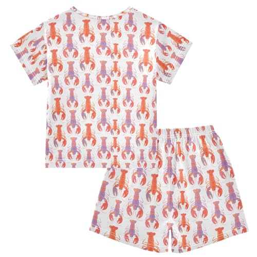ALAZA Lobster Watercolor Funny Pajamas Short Sleeve 2 Piece Sleepwear Top and Bottom Pajama Set Unisex2