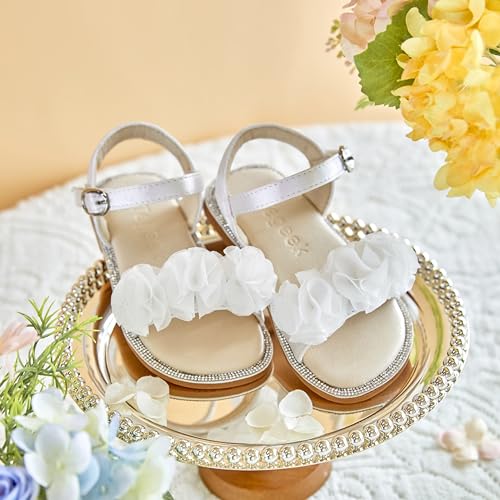 Image of Girls Dress Sandals Comfy Hook and Loop Summer Shoes for Toddlers(TA402 Toddler,White /7M)