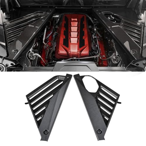 Image of 2PCS Engine Bay Side Panel Covers for Corvette C8 Stingray 2020+ and for C8 Z06 2023+,Carbon Fiber Pattern Mid-Motor Engine Compartment Frame Dress Up Trim Protective Decor Panels Covers