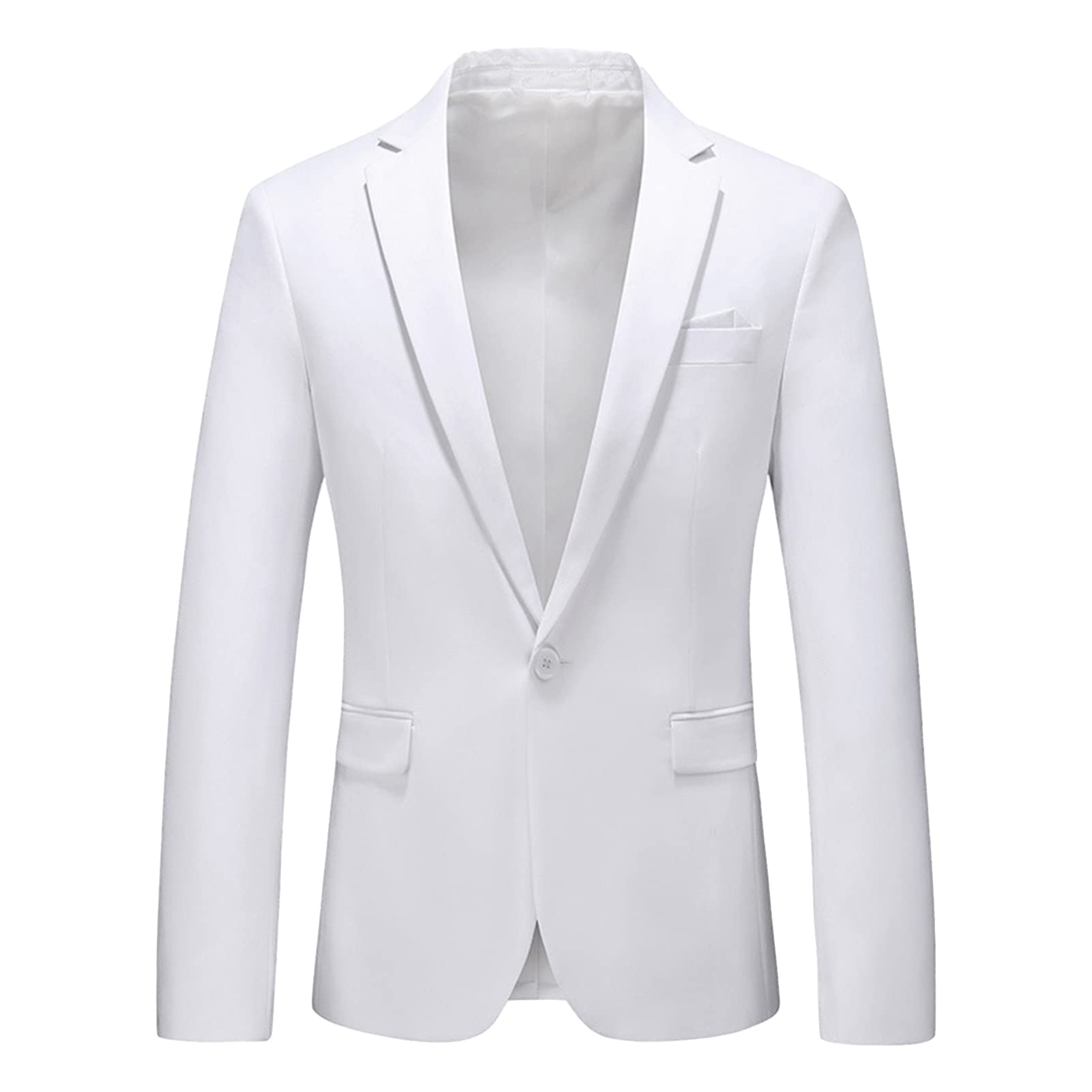 Men's Slim Fit Double Breasted Jacket Slim Fit Business Daily Prom Blazer Peak Lapel Groom Wedding Party Suit Coat (White 2,X-Large)