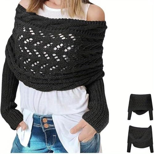 Yuepaikre 280cmMultifunktionaler Schal mit Ärmeln für Damen, Gestrickter...