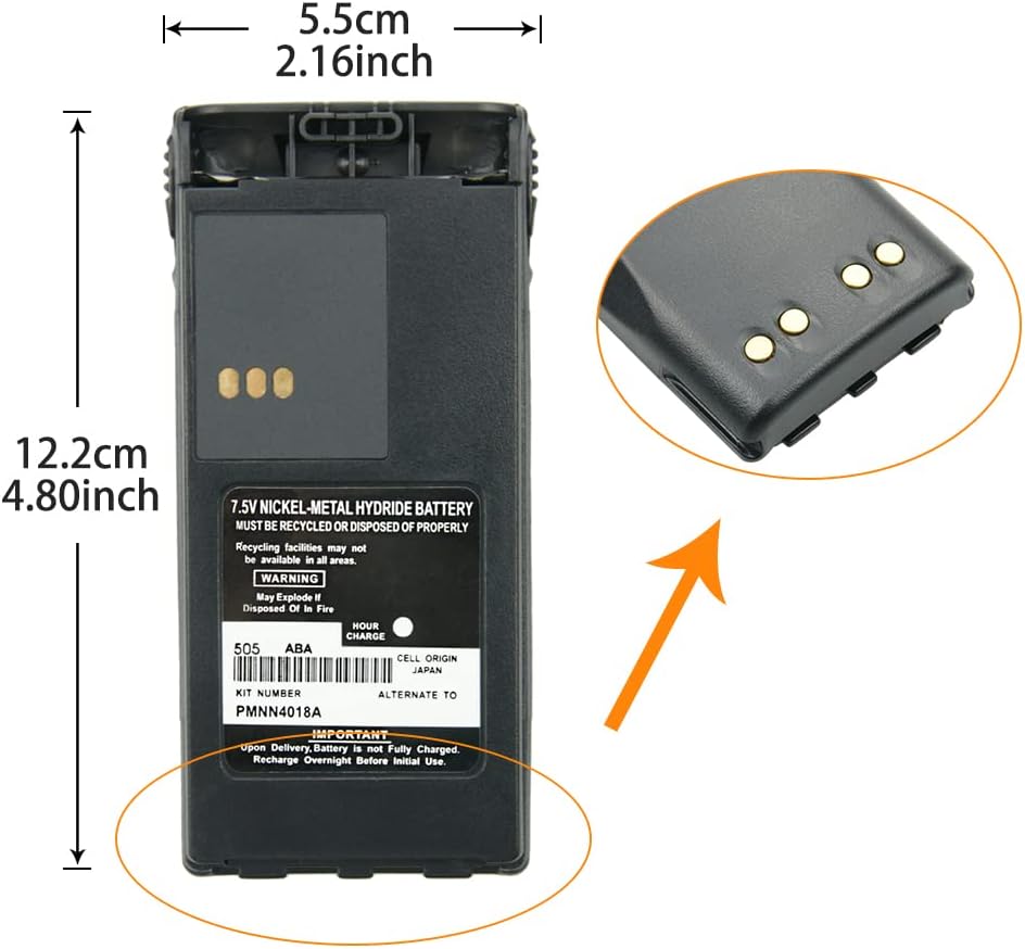 PMNN4018A Ni-MH Battery for CT150 CT250 CT450 CT450LS GP88S P040 P080 P308 PRO3150 Two Way Radios Replacement Battery