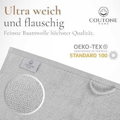 COUTONE Home Premium Badetuch 2er-Set 70 x 140 cm – Extraweiches & saugstarkes Badetuch aus 100% hochwertiger Baumwolle (Silbergrau) – Bild 4
