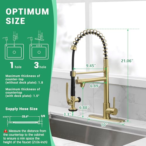 Image of Fapully Commercial Kitchen Sink Faucet with Pull Down Sprayer Brushed Gold