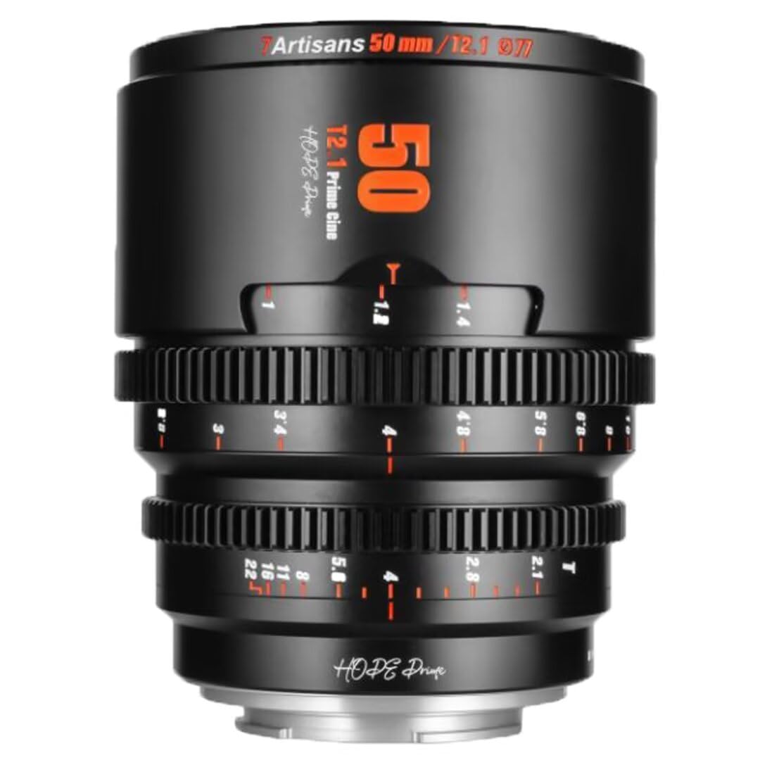 7artisans 10mm/16mm/25mm/35mm/50mm/85mm T2.1 Cine Lens for Canon RF Mount APS-C 260° Ultra Long Focus Large Aperture Prime Mirrorless Camera Lens for Portraiture/Street Photography/Humanistic(50mm)-image-0
