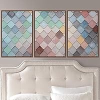 3 Piece Framed Canvas Wall Art Abstract Colorful Cool Geometric Canvas Prints Home Artwork Decoration for Living Room,Bedroom - 16
