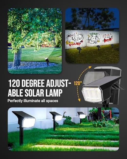 Solar Lights Outdoor Waterproof IP65, 63 LED 3 Lighting Modes Solar Powered Yard Garden Spot Solar Lights for Outside Landscape-3 Pack (Cool White)