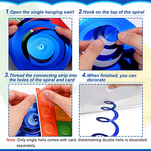 Image of Eersida 30 Pcs Building Blocks Party Favors Hanging Swirl Decoration Set with Single Double Hanging Swirl for Building Block Theme Birthday Baby Shower Summer Ceiling Decor