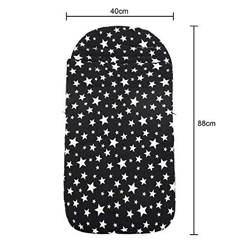 Image of RUIXIA Winter Warm Thick Fleece Baby Stroller Sleeping Bag Detachable Universal Waterproof Toddlers Bunting Double Zipper Closure Footmuff Newborn Infants Swaddle Blanket Pram Wrap (Black Star)BAG910