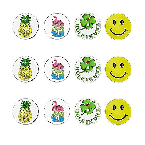 Image of Golf Ball Markers Assorted Patterns Value Pack of 12 Golf Gifts, Golf Cap Clips and Divot Repair Tools Parter Accessories Sets for Men Women Kids Golfer(Coloful Mixed 01)