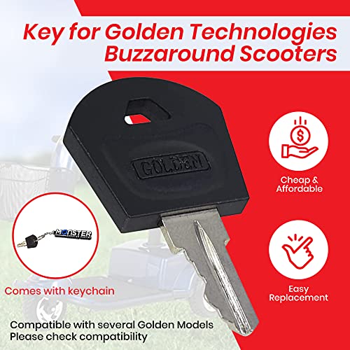 Alveytech Key - Replacement For Golden Technologies, Buzzaround Xl Gb116/146, Companion I, Ii, And Iii, Literider, Liteway Gl100, Electric Wheelchair, Mobility Wheel Chair Travel Scooter Parts #TOP1
