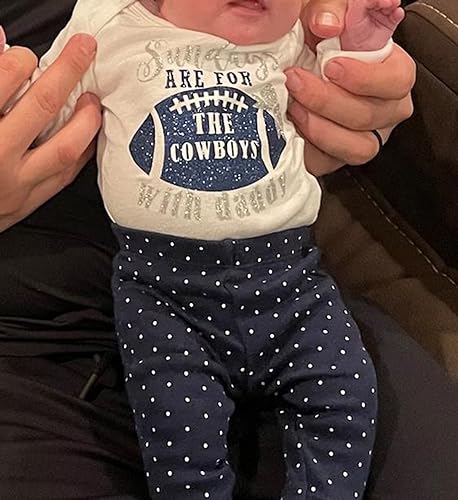 Karuedoo Newborn Baby Boy Football Outfit Sundays Are for Football with Daddy Romper Pants Hat 3Pcs Cowboy Football Outfit4