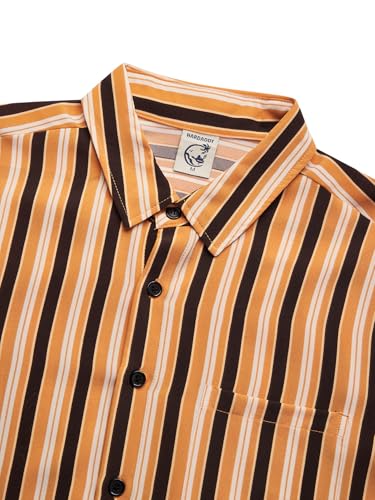 Hardaddy Men's Classic Color Contrast Striped Shirt Long Sleeve Casual Button Down Shirts Blouse Yellow 01 L — view 4
