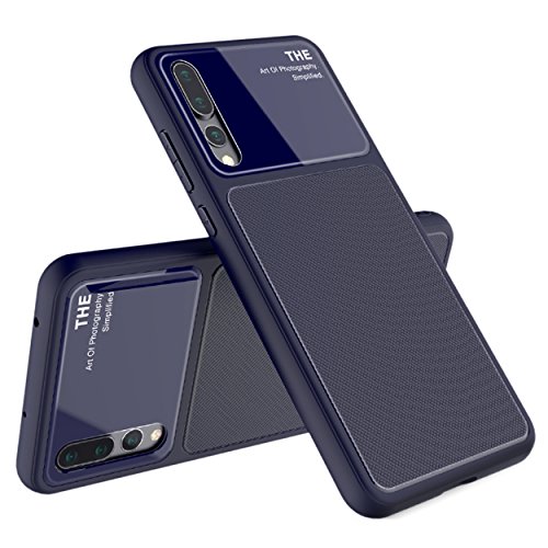 Orzero TPU + Glass Case for Huawei P20 Pro, Keeps Away from Scratch Wet Dirty Shockproof Case (Do not Contain Tempered Glass Screen Protector)-Blue