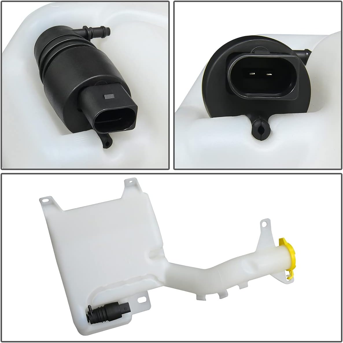 Auto Dynasty CH1288182 Factory Style Car Windshield Washer Reservoir Tank - Reservoir Cap | Washer Fluid Pump - Compatible with Dodge Avenger Chrysler Sebring 200 07-14, White