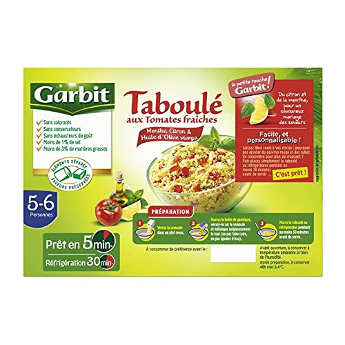 GARBIT - Taboulé Aux Dés De Tomates Fraiches Citron Et Huile D'Olive 730G - Lot De 4