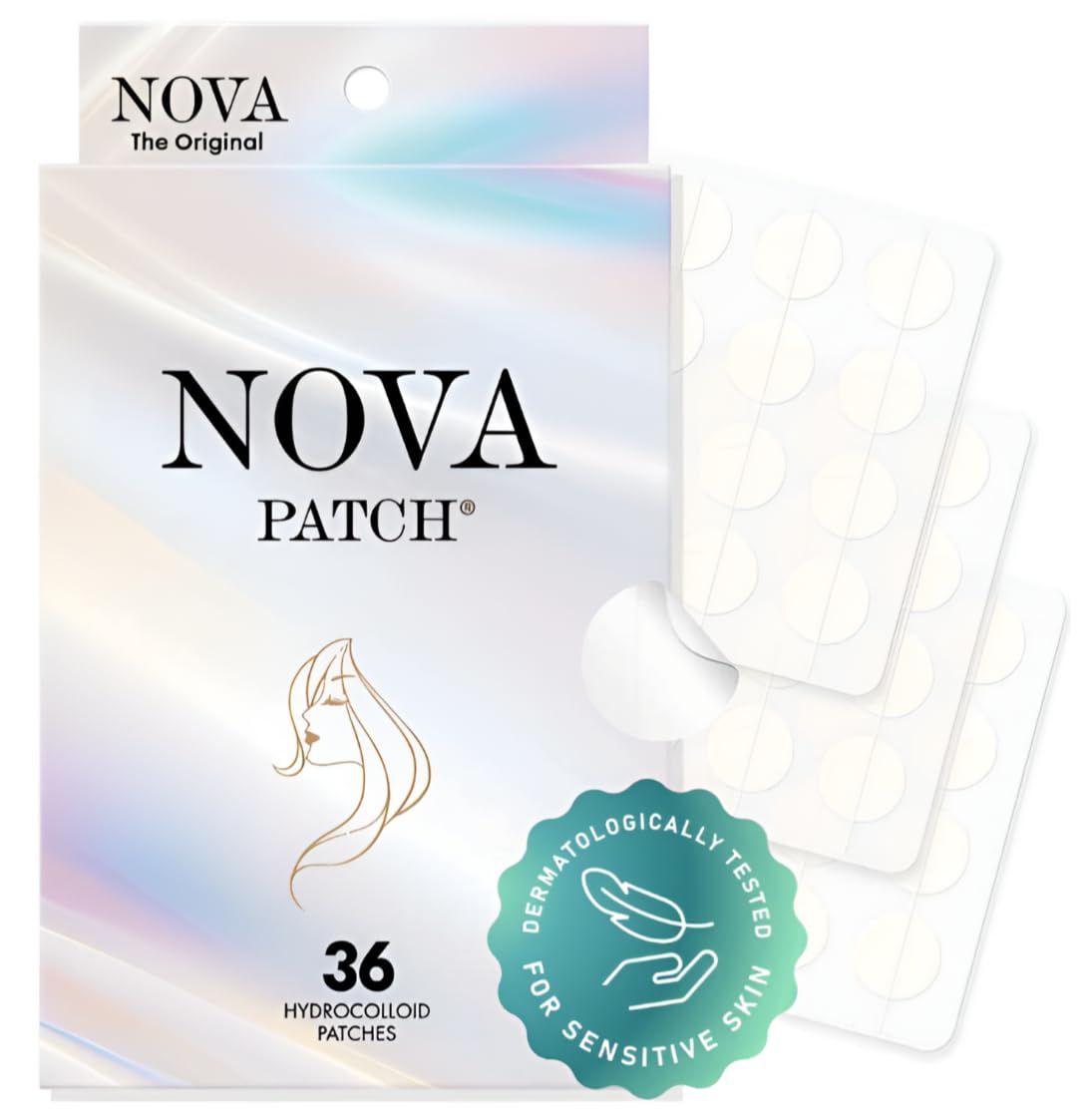 Pimple Patch Spot Treatment by Nova Cosmetics – 36 Hydrocolloid Pimple Patches for Day & Night Acne Care, Clear Spot Remover Stickers, Original Anti-Acne Dots for Fast & Effective Blemish Healing.