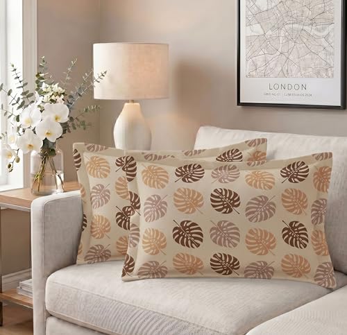 Image of VAS COLLECTIONS Cotton Pillow Cover Set of 2 (17x27 Inches) | Ultra Soft Breathable Pillow Cases for Bed | Skin Friendly, Fade Resistant & Comfortable Pillow Covers for Bedroom Decor (Light Beige)