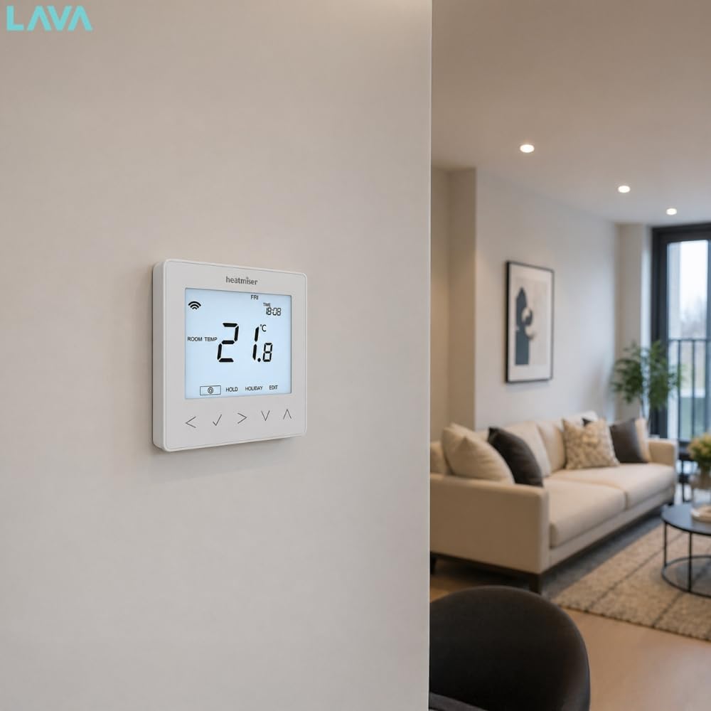 Heatmiser NeoStat termostat WiFi, inteligentny programowalny termostat pokojowy do ogrzewania podłogowego na mokro i centralnego ogrzewania, sterowanie aplikacją 230 V, Alexa Google Home, nie wymaga