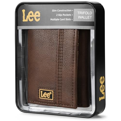 Lee Men’s Trifold Wallet, Pebble Grain Leather Wallet with Flip ID Window2
