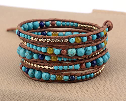 ZOSOJONA Wrap Bracelet For Women/Men | Adjustable Multilayer Genuine Leather Handmade Boho Nature Stone Beaded Bracelets2