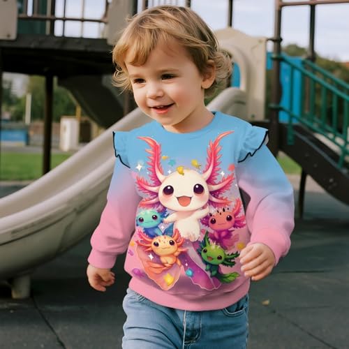 Axolotl Toddler Sweatshirt Girl Long Sleeve Ruffle Pullover 1-8 T Tops3