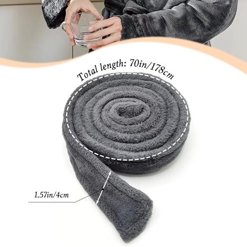 Dark Gray Robe Belt Replacement, Soft Thickened Flannel Bathrobe Belt, Hotel Bathrobe Tie Waist Belt Unisex Pajamas Belt Replacement Suitable for Home or Hotel, 70 in x 1.57 in4