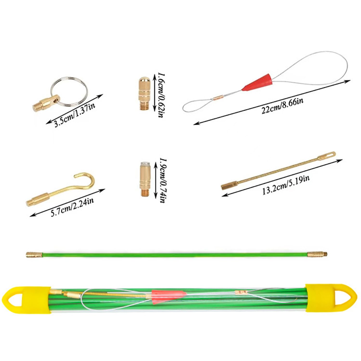 Guia Pasacables Profesional,4MM 33CM 10 Varillas de Guia Pasacables, 4MM 30M TOOSOAR Dispositivo para Tirar Cables, Verde