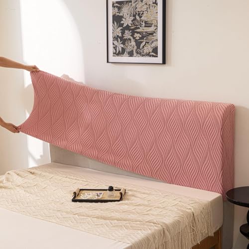 Image of HOMETHREADS Stretchable Lycra /Velvet Headboard Cover | Soft, Dust-Proof & Wrinkle-Resistant Bed Back Protector | Fits Leather, Wooden & Fabric Bedsides |for 5ft to 5.5ft Beds | (Pink, 150x65cm)
