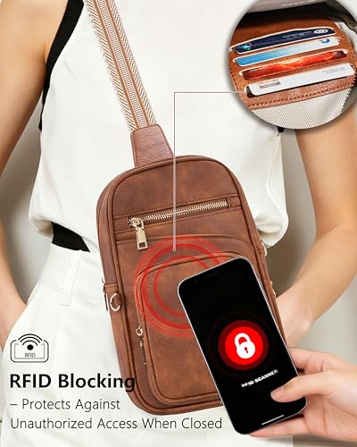 Image of Sling Bag for Women,Anti Theft Crossbody Bag,RFID Travel Purse | Vegan Leather Crossbody Purse,Multi Pocket Organizer,RFID Sling Bag,Hidden Rear Pocket,Adjustable Strap,Travel Bag