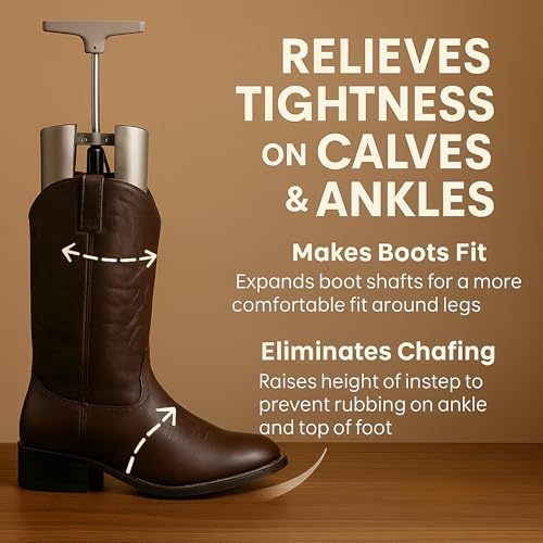 Boot Calf & Shaft Stretcher for Women & Men – Heavy Duty Metal Instep, Shaft & Leg Boot Expander – Cowboy, Tall, Leather, Western, Work, Hiking Boots – Wide Calf Boot Stretcher Tool by Leather Hero - Image 3