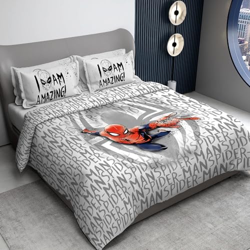 Image of Sassoon Marvel Spiderman Amazing Digital Printed 100% Cotton Bedsheet with 2 Pillow Covers in 300TC