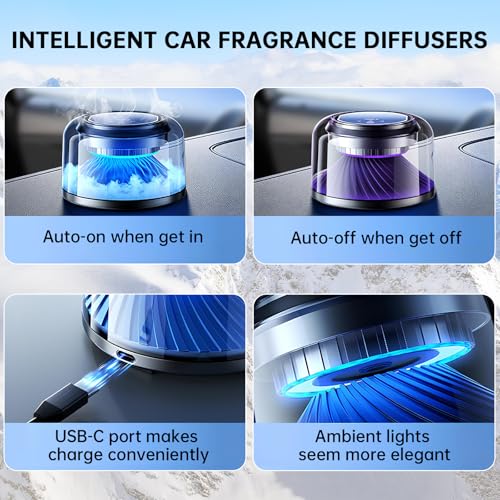 Image of Smart Car Air Freshener, Car Air Freshener Diffuser with Starry Sky Projection Auto On /Off Intelligent, 3 Adjustable Mist Modes Rechargeable Aromatizante para Carro - Car Diffuser