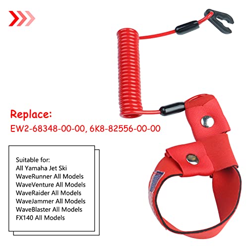 Boat Kill Switch Lanyard Suit For All Yamaha Jet Ski,Waverunner, Marine Outboard Motor Engine Cut Off Stop Tether Wrist Strap, Ew2-68348-00-00 Replacement (Red With Us Flag) #TOP4