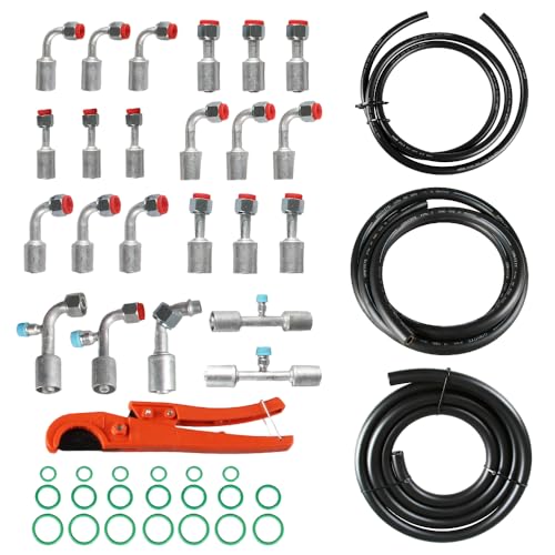 BFBZ 26PCS 9.5ft Air Conditioning Hose and Fitting Kit Includes 9.5ft #6#8#10 AC Hoses and #6#8#10