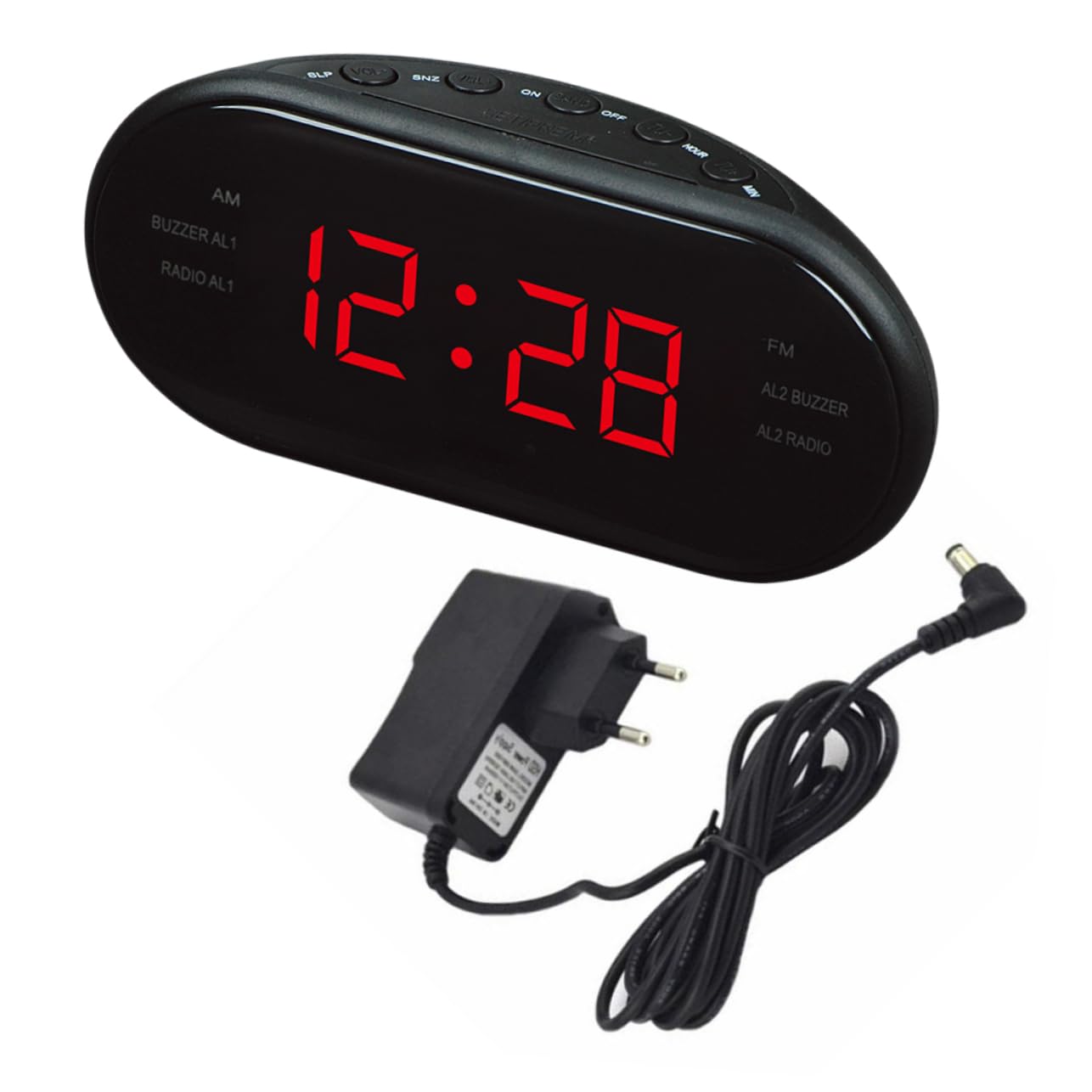 Radio Despertador Digital con Radio FM, Pantalla Curva Grande