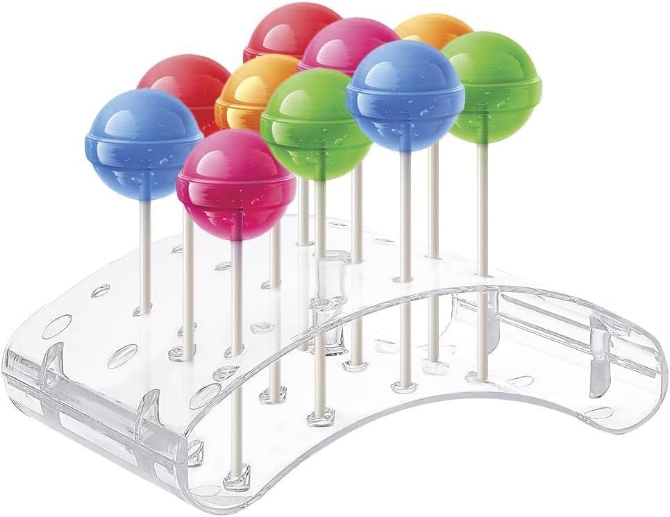 20 Holes Lollipop Holder, Acrylic Cake Pop Display Stand, Transparent Arc Shape Pop Stick Holder Rack for Weddings Birthday Party Anniversaries Holiday Candy Decorative, Hole: 3.9mm