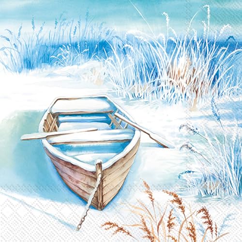 IHR Ideal Home Range Servilletas desechables de papel de 3 capas para fiesta, 16,5 x 16,5 cm, The Boat In The Ice, 20 unidades