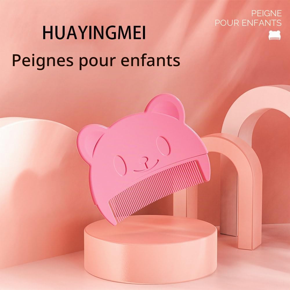 Brosse de bain pour bébé, brosse pour le cuir chevelu du bébé, brosse de massage en silicone, peigne pour bébé, peigne pour enfants (3 pièces) (Rose)