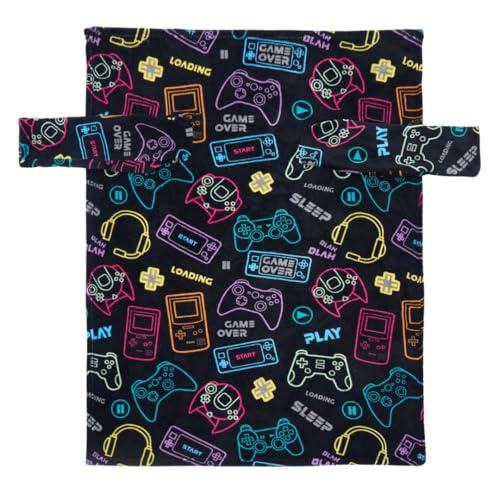 OHS Wearable Blanket Kids Gaming Ultra Soft Snuggle Blanket for Boys Girls Fleece Blanket Hands Free Sleeves for Gaming Relaxing TV - Black 125cm x 100cm