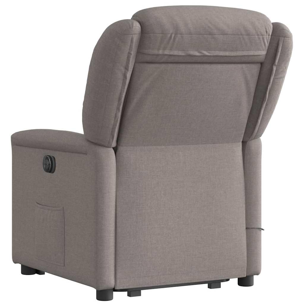 Sillón elevador eléctrico reclinable de tela gris con 6 puntos de vibración, función de elevación e inclinación de 135°, estructura estable, cómodo asiento