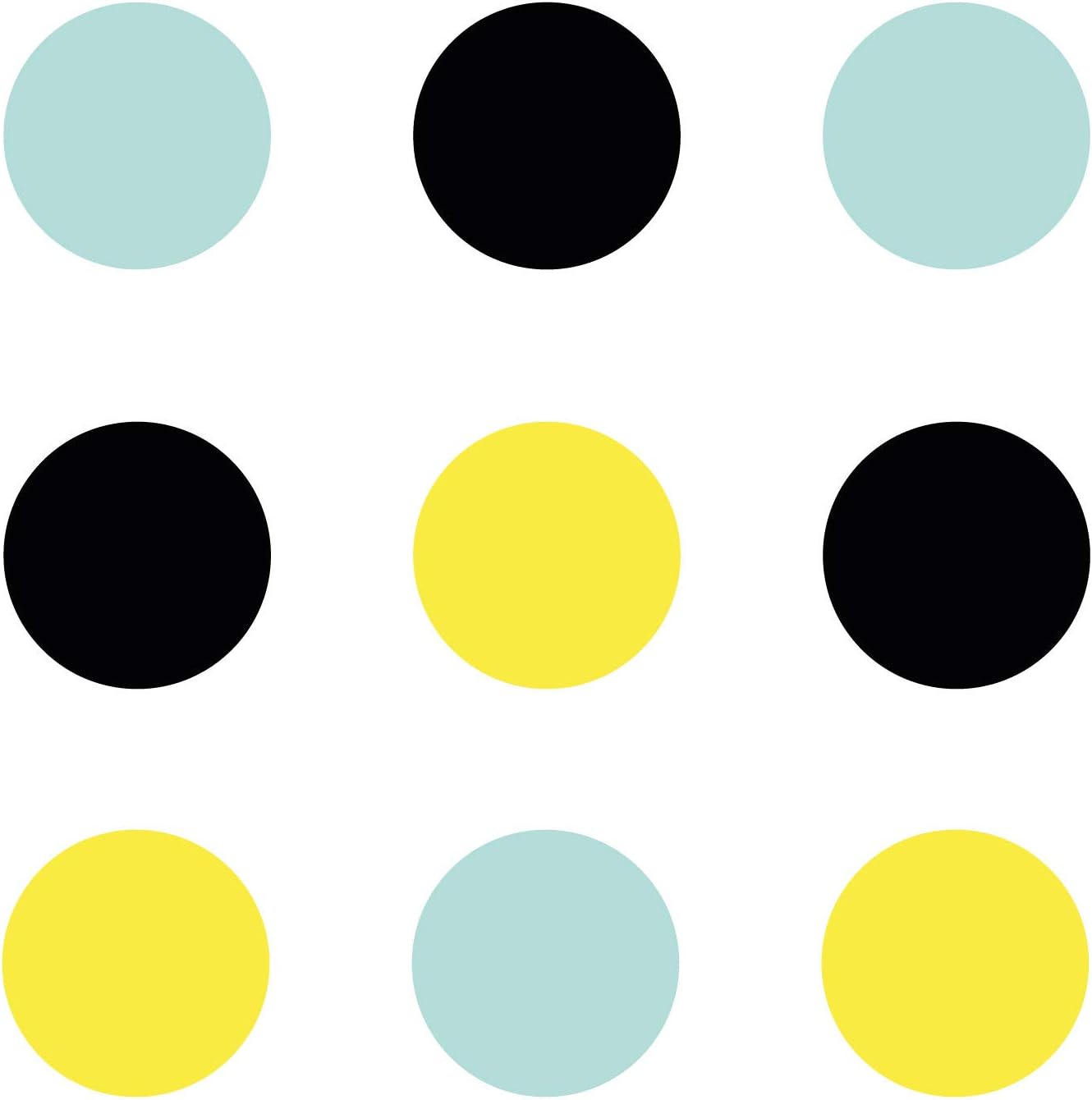 Circle Wall Stickers, Black, Yellow and Aqua - Image 3
